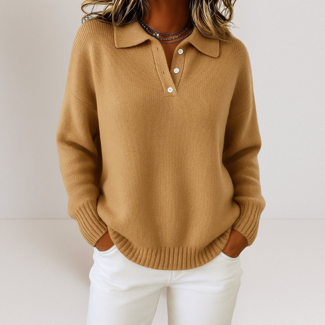 CozyContour™ Soft Knit Collar Sweater – Flattering Fit & Effortless Style