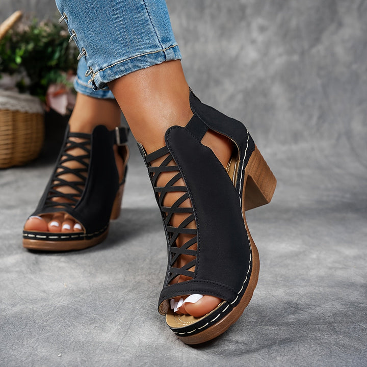 Lattice-Heel Sandals
