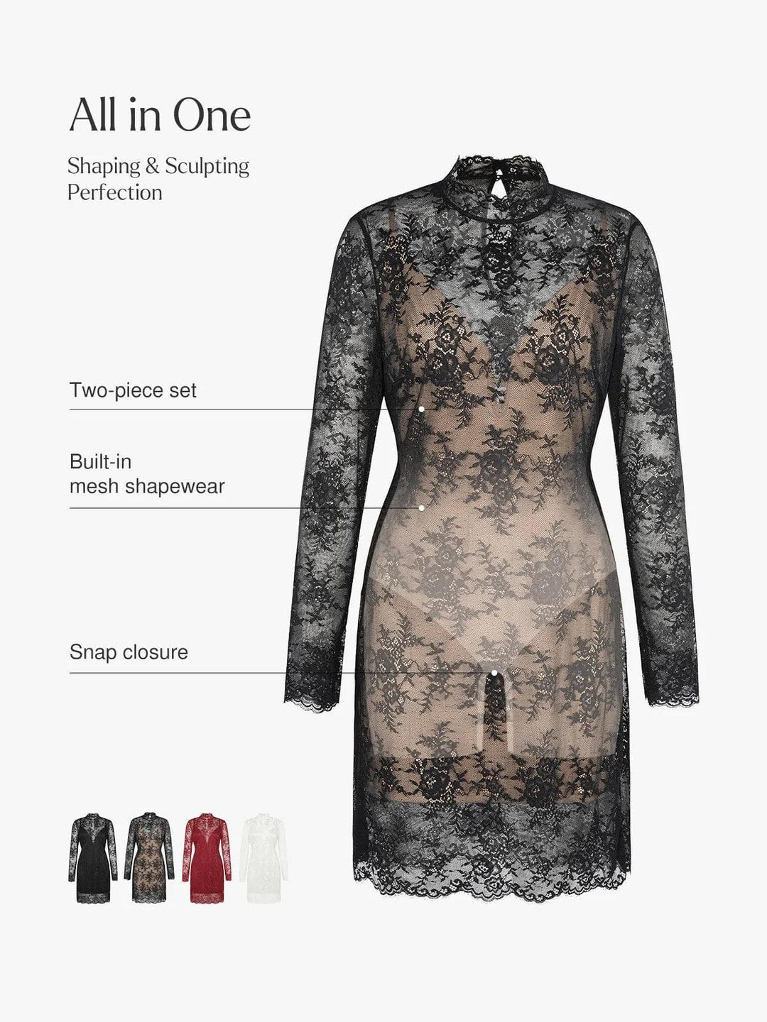 Shapewear Lace Fantasy Mini & Maxi Sculpting Dress Set