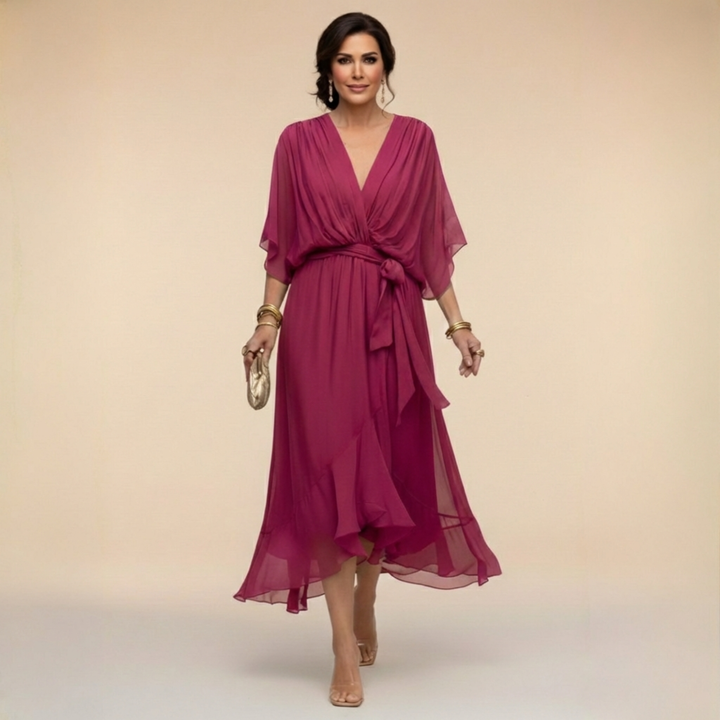 Sandra Chiffon V-Neck Dress