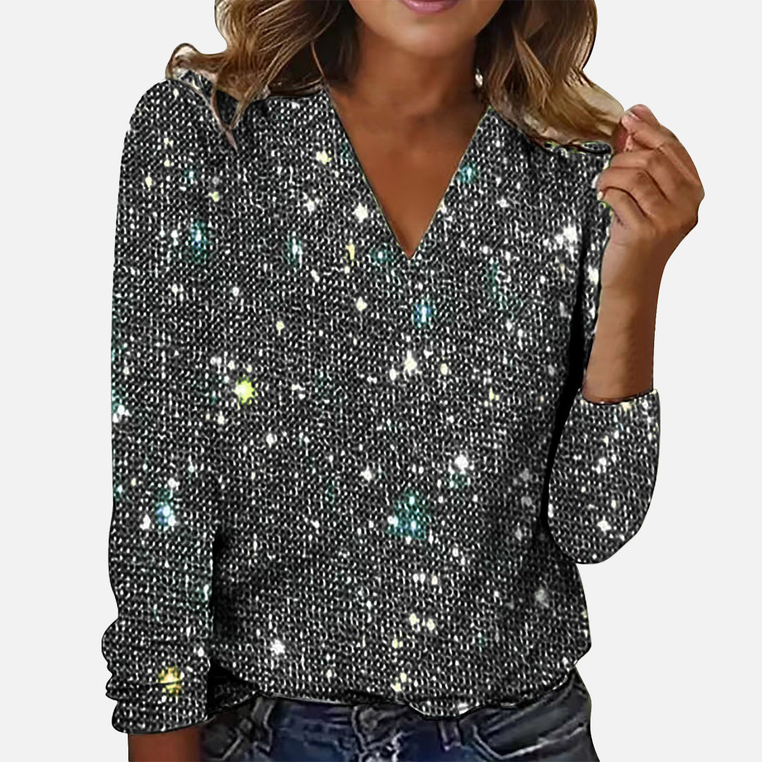 Nina™ - V-Neck Diamond Blouse