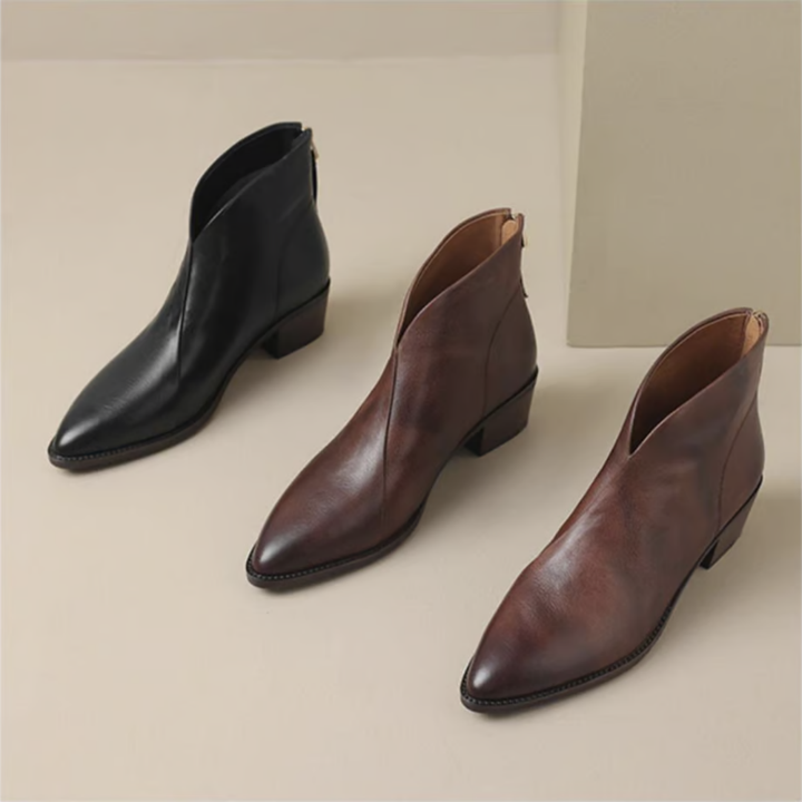 Lily| Luxury Ankle Boots with Low Heel