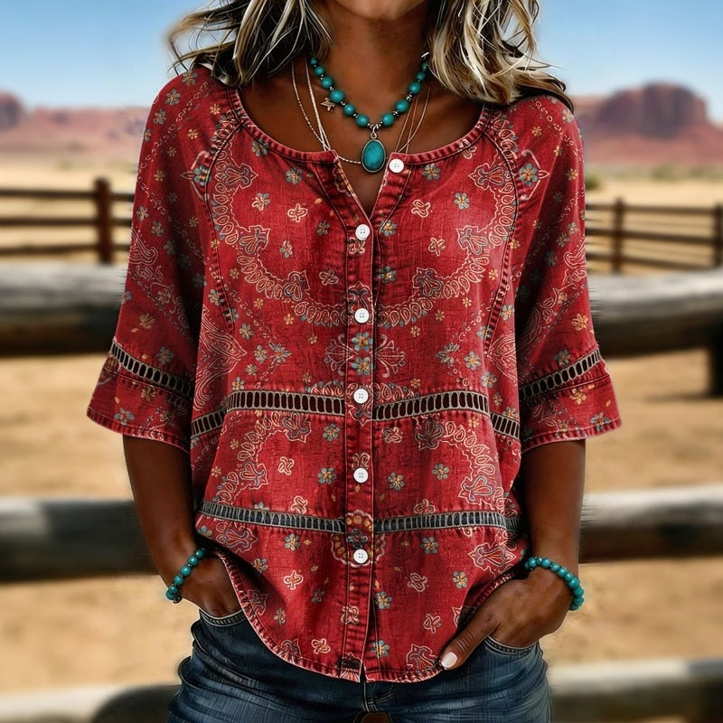 Dorothea | Vintage Ethnic Print Blouse