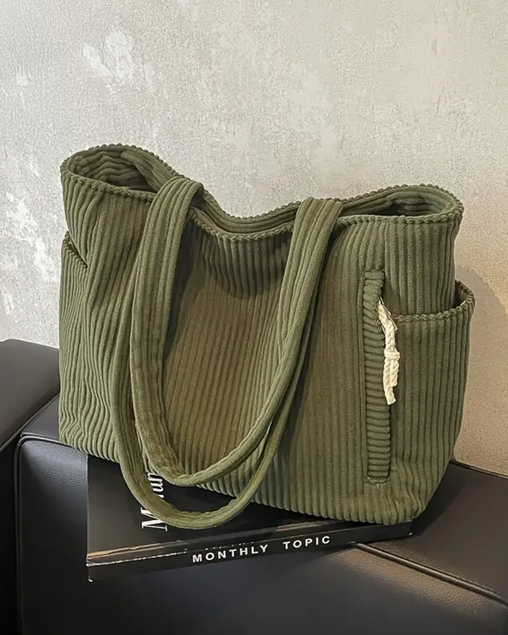 Evi– Ribbed Tote Bag with Cord Detail