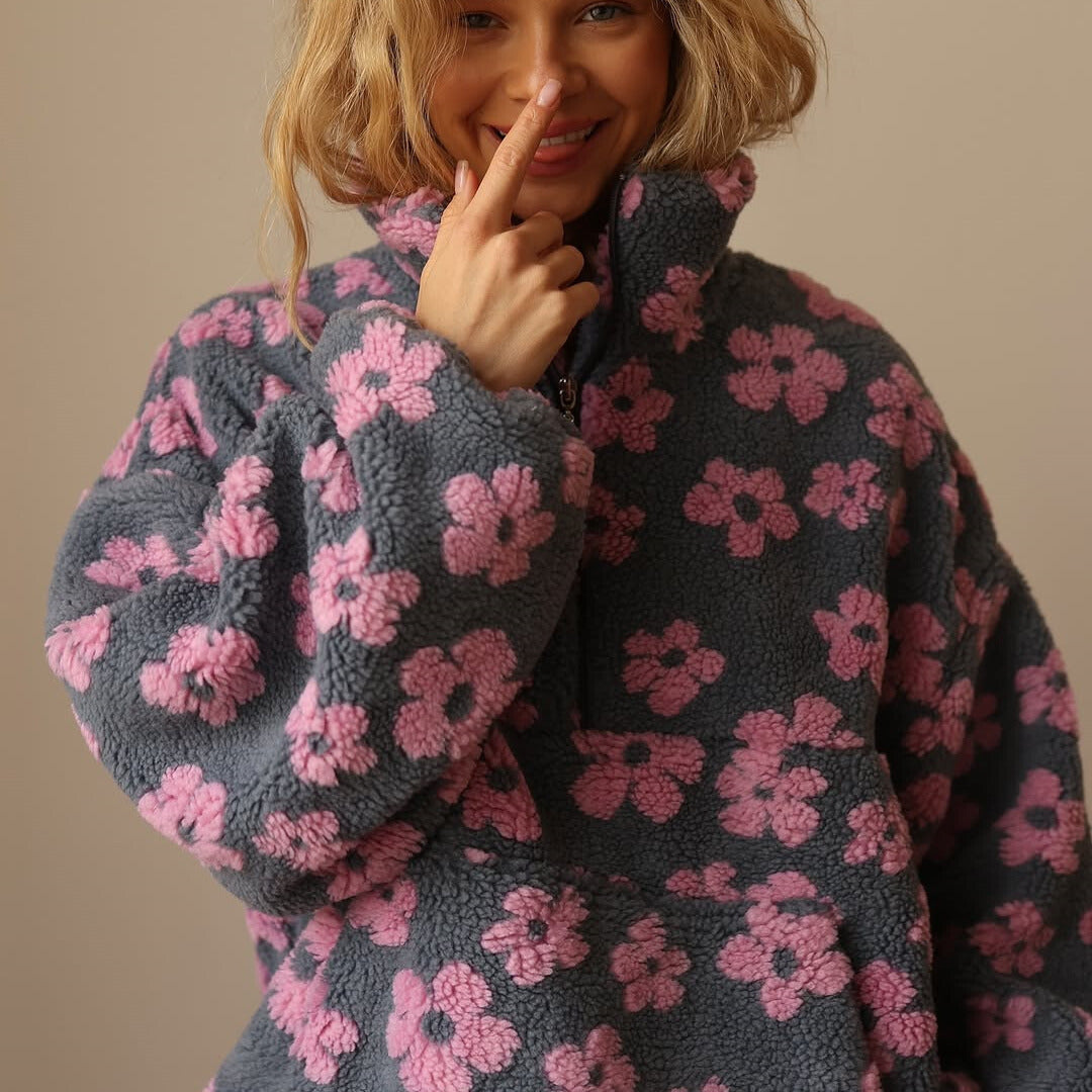Daisy™ Cozy Fleece Pullover – Soft Sherpa Feel &amp; Relaxed Boho Fit