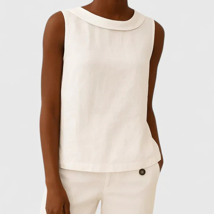Anastine | Elegant Top with Roll Collar