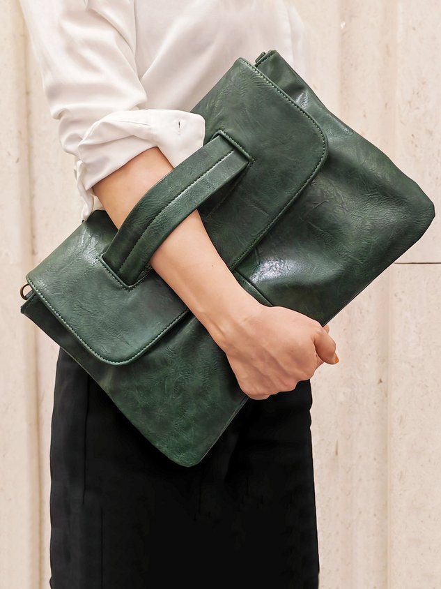 Large Capacity Commuting Magnetic Clutch Bag with Crossbody Strap