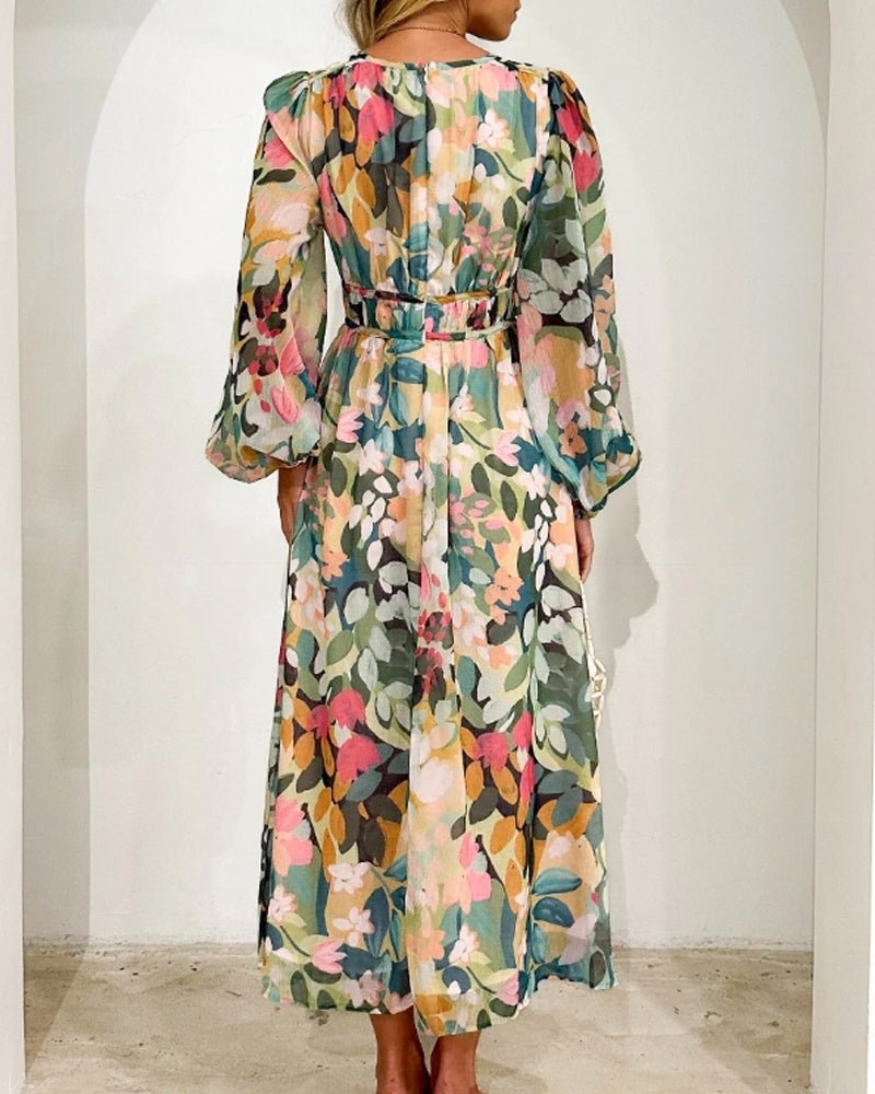 Carolina | Elegant Floral V-Neck Dress