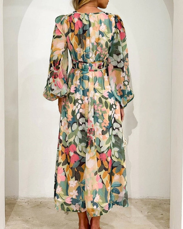 Carolina | Elegant Floral V-Neck Dress