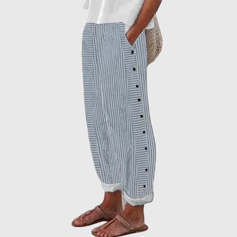 Sera | Striped Button-Accent Pants