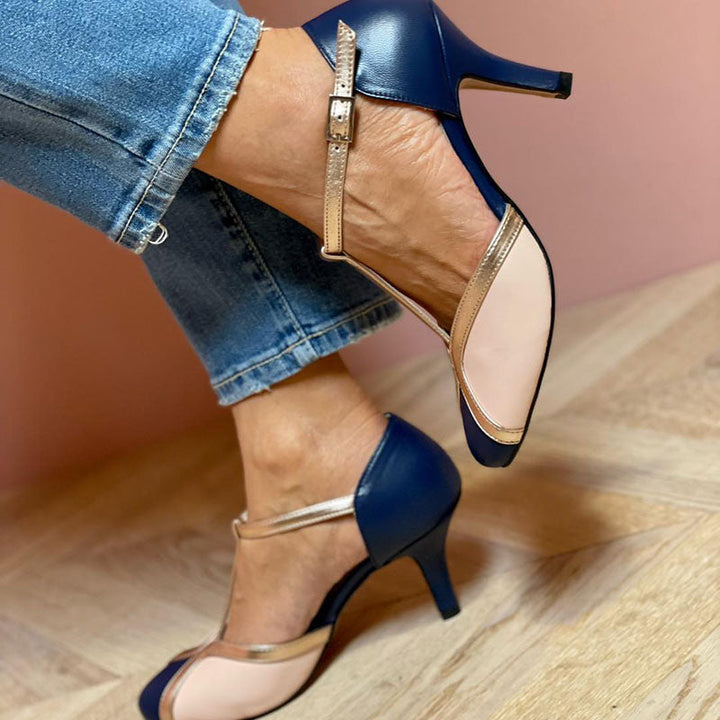 Alessia™ | Vibrant and Cozy T-Strap High Heels with Round Toe Design