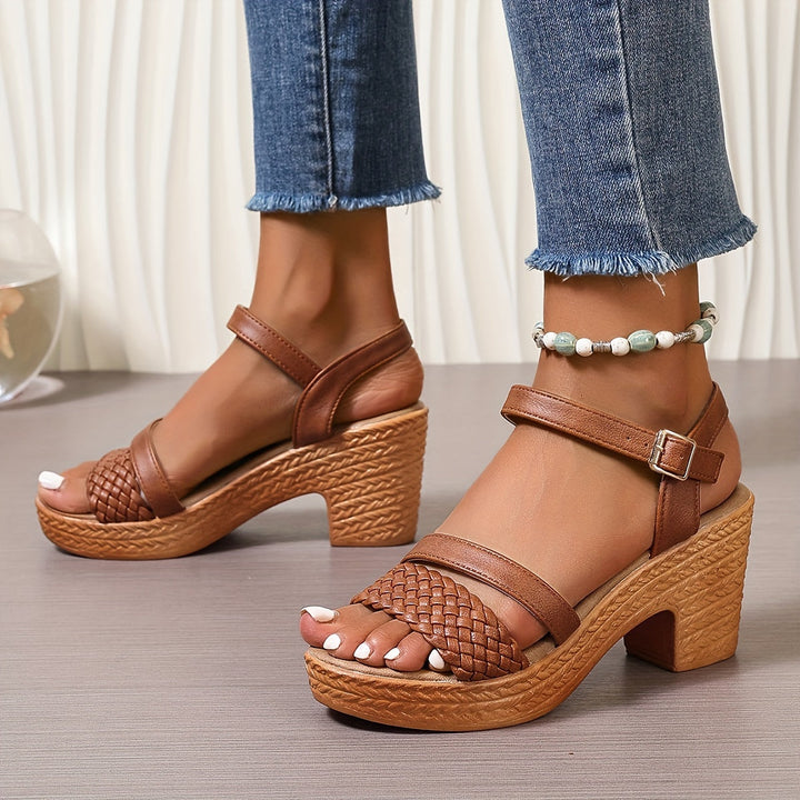 Braided Block Heel Sandals