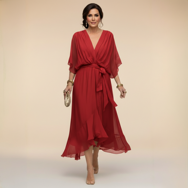 Sandra Chiffon V-Neck Dress