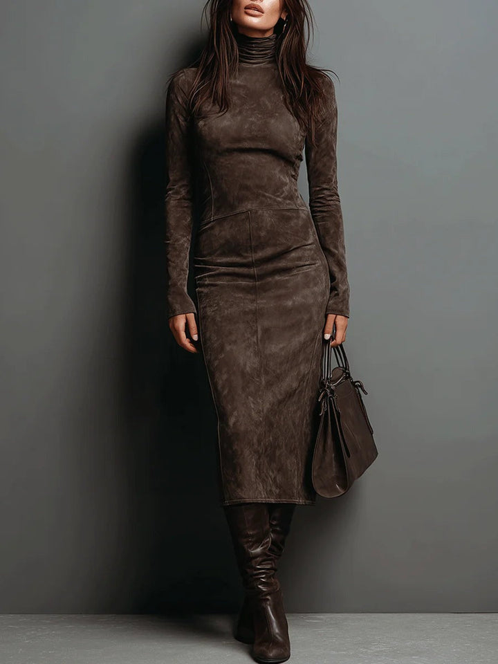 Meredith | High Collar and Long Sleeve Dress