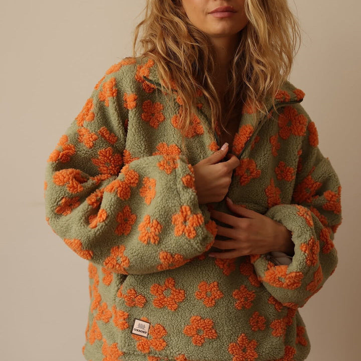 Daisy™ Cozy Fleece Pullover – Soft Sherpa Feel &amp; Relaxed Boho Fit