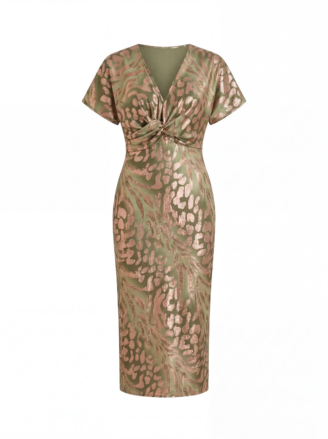 SculptFit™ Elegant Wrap Midi Dress – Flattering Waist & Flow Fit