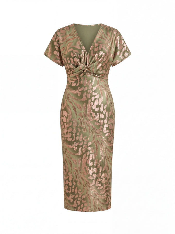 SculptFit™ Elegant Wrap Midi Dress – Flattering Waist & Flow Fit