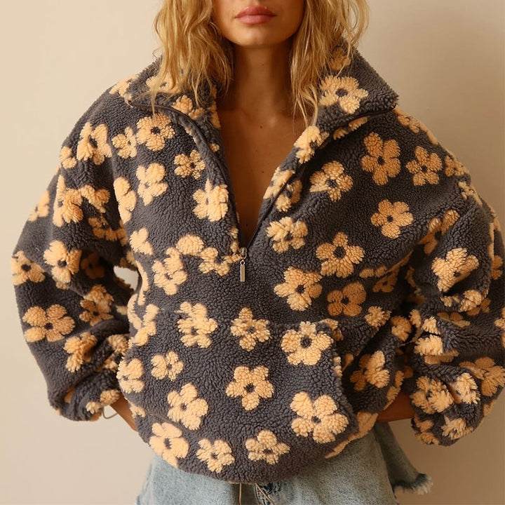 Daisy™ Cozy Fleece Pullover – Soft Sherpa Feel &amp; Relaxed Boho Fit