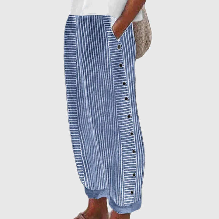 Sera | Striped Button-Accent Pants