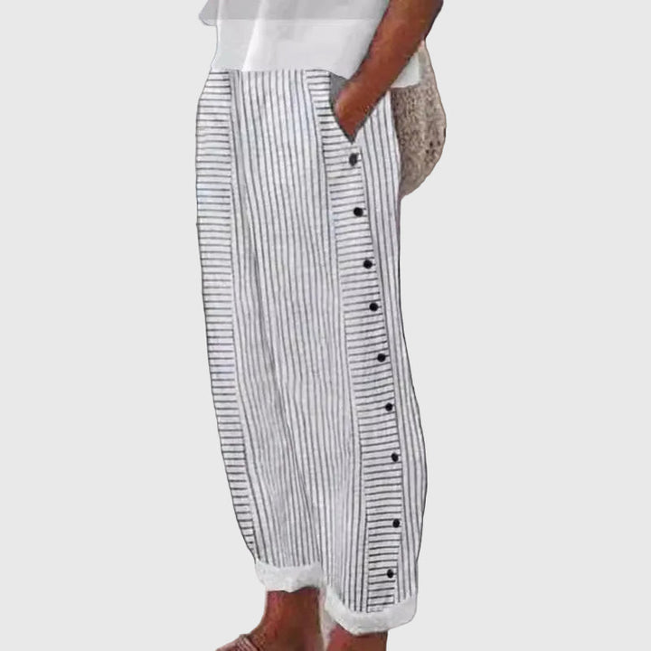 Sera | Striped Button-Accent Pants