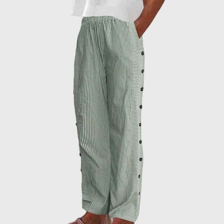 Sera | Striped Button-Accent Pants