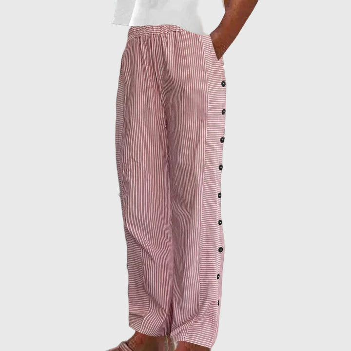 Sera | Striped Button-Accent Pants