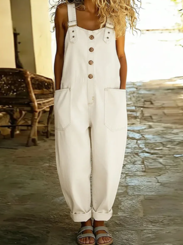 Saylor - Vintage Soft Cotton Denim-Look Overalls