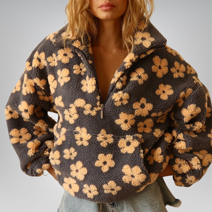Daisy™ Cozy Fleece Pullover – Soft Sherpa Feel &amp; Relaxed Boho Fit
