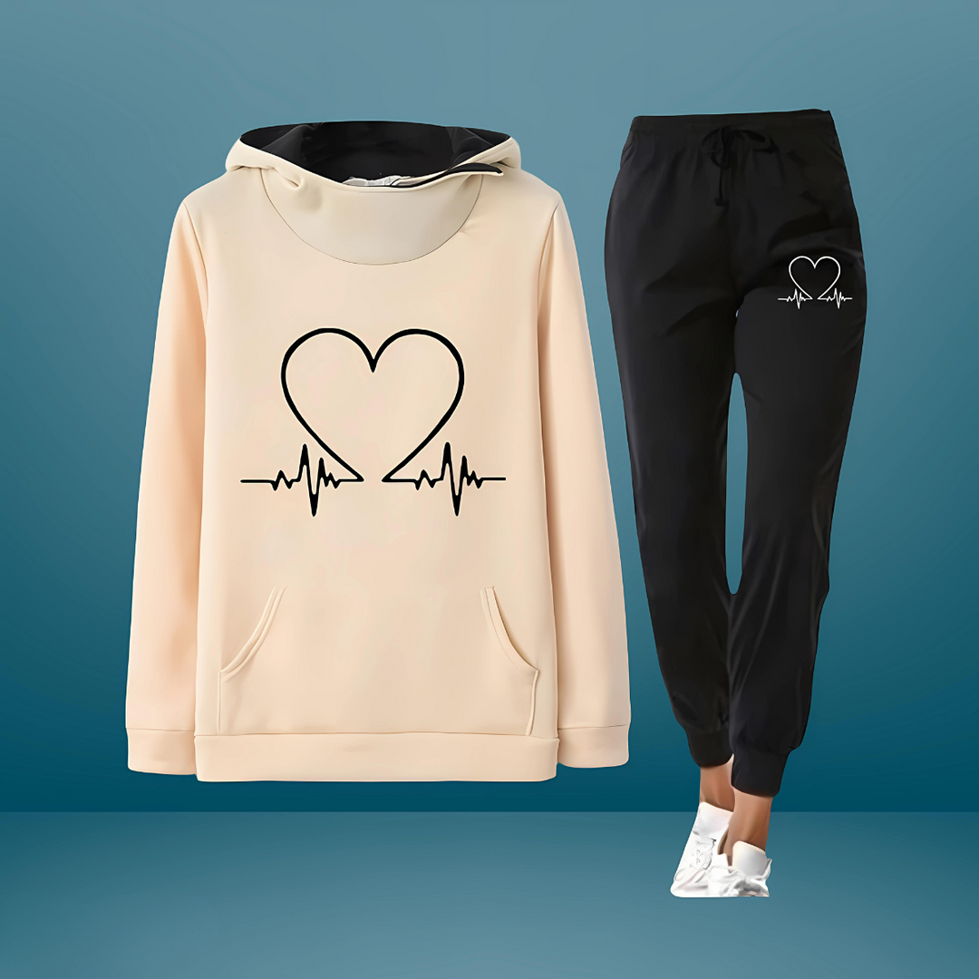 Heart Printed Tracksuit 2 Piece Set