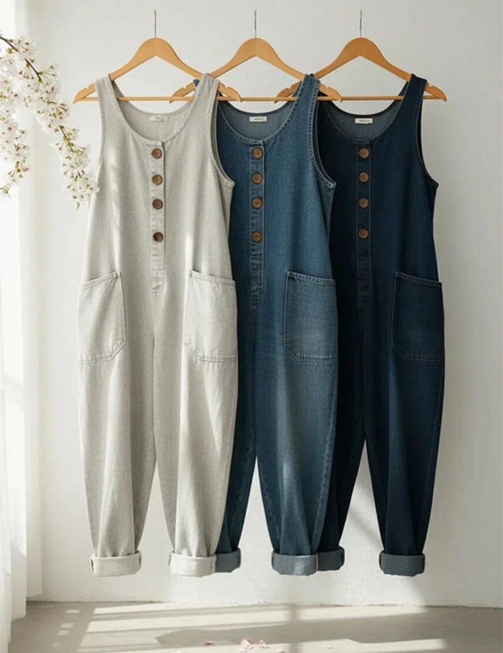 Saylor - Vintage Soft Cotton Denim-Look Overalls