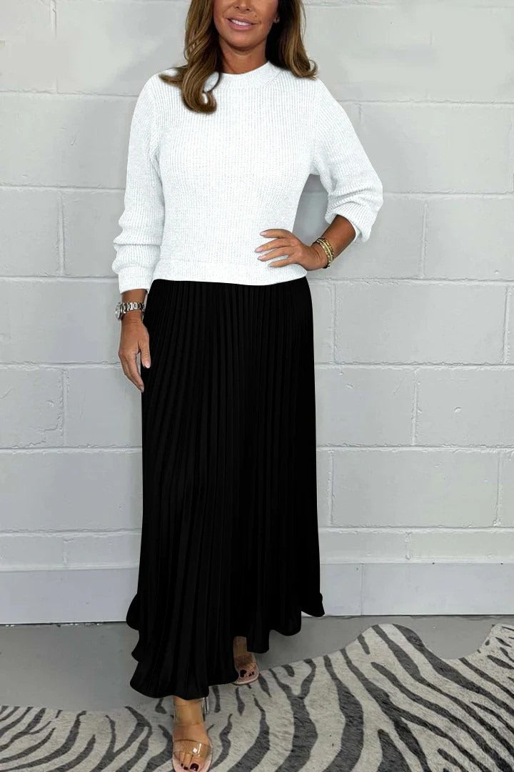 Amber | Maxi Dress with Sweater & Pleated Skirt