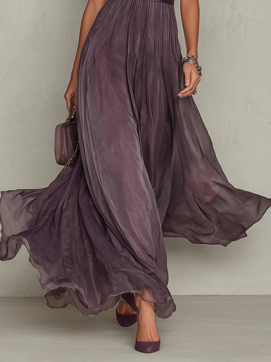 Veloura™ Elegant Chiffon Maxi Dress – Flattering Waist & Flowing Fit