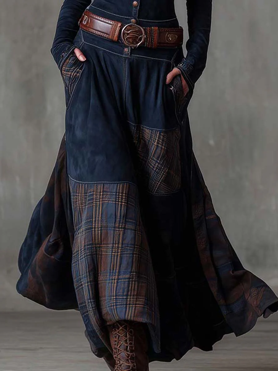 Michelle |Vintage Suede Maxi Dress (With Belt)