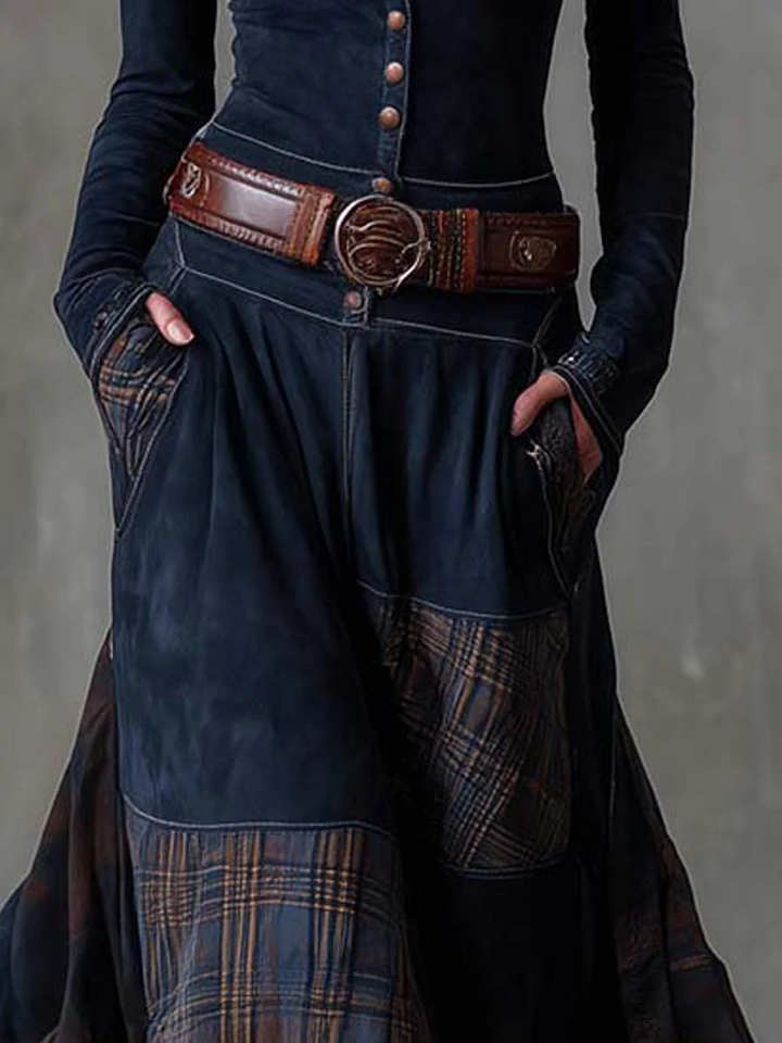 Michelle |Vintage Suede Maxi Dress (With Belt)