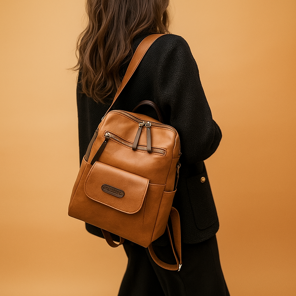 Anti-theft leather travel backpack for women | Sophie