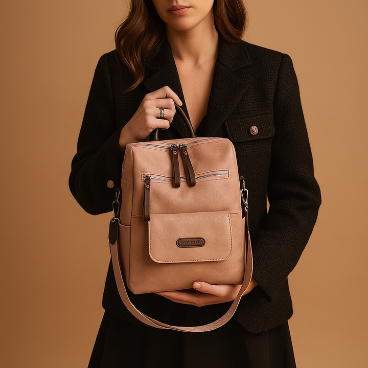 Anti-theft leather travel backpack for women | Sophie