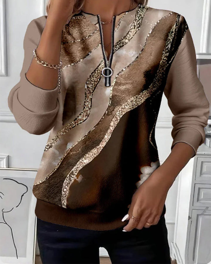 Diana™ | Vintage Half-Zip Printed Sweater