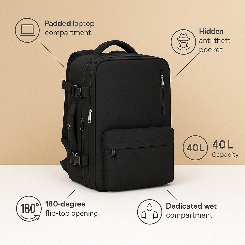 Casual anti-theft crossbody bag with hidden zippers | Damon