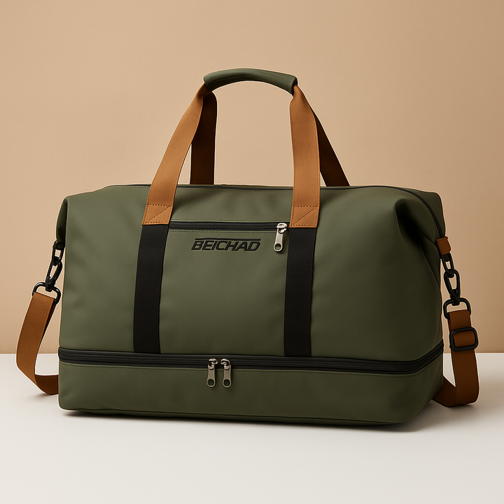 Water-resistant commuter duffle bag with shoe compartment for women | Isla
