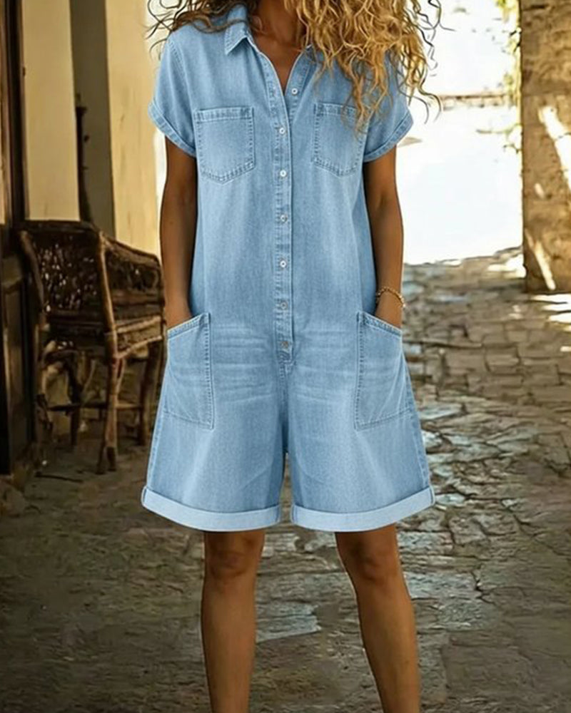 Clara | Short Sleeve Playsuit Dress
