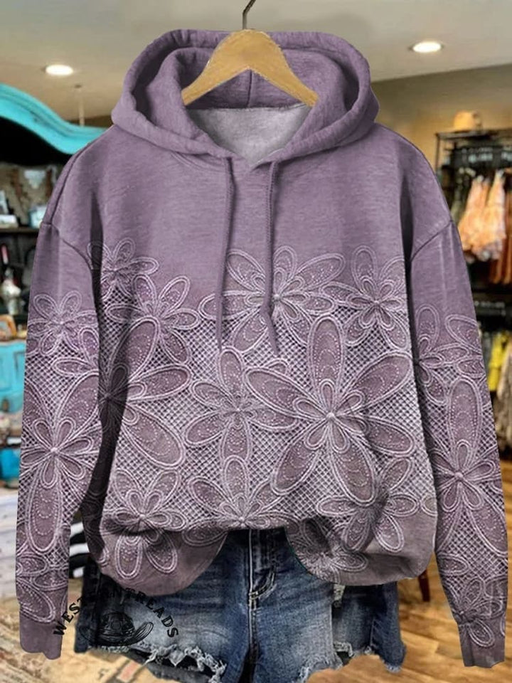 Vintage Style Floral Art Print Casual  Sweatshirt
