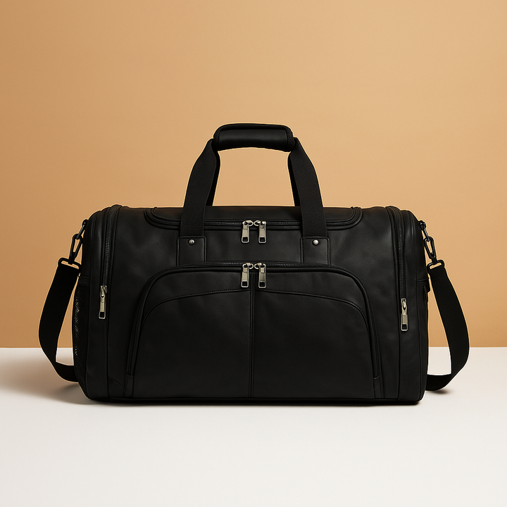 Leather travel duffle bag with shoe compartment for men | Franklin