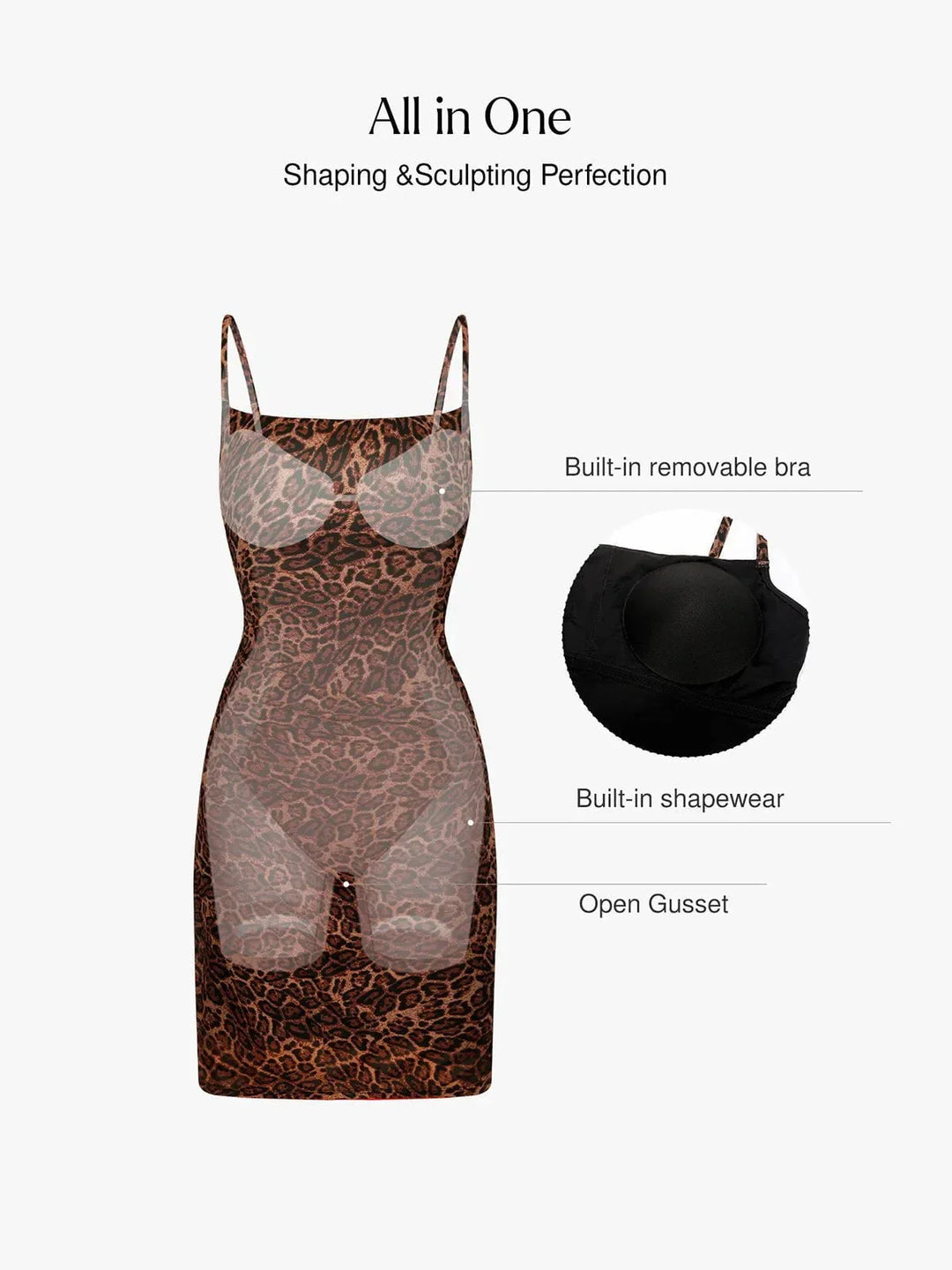 Popilush X Angela Shapewear Mesh Tummy Control Adjustable Strap Slip Dress