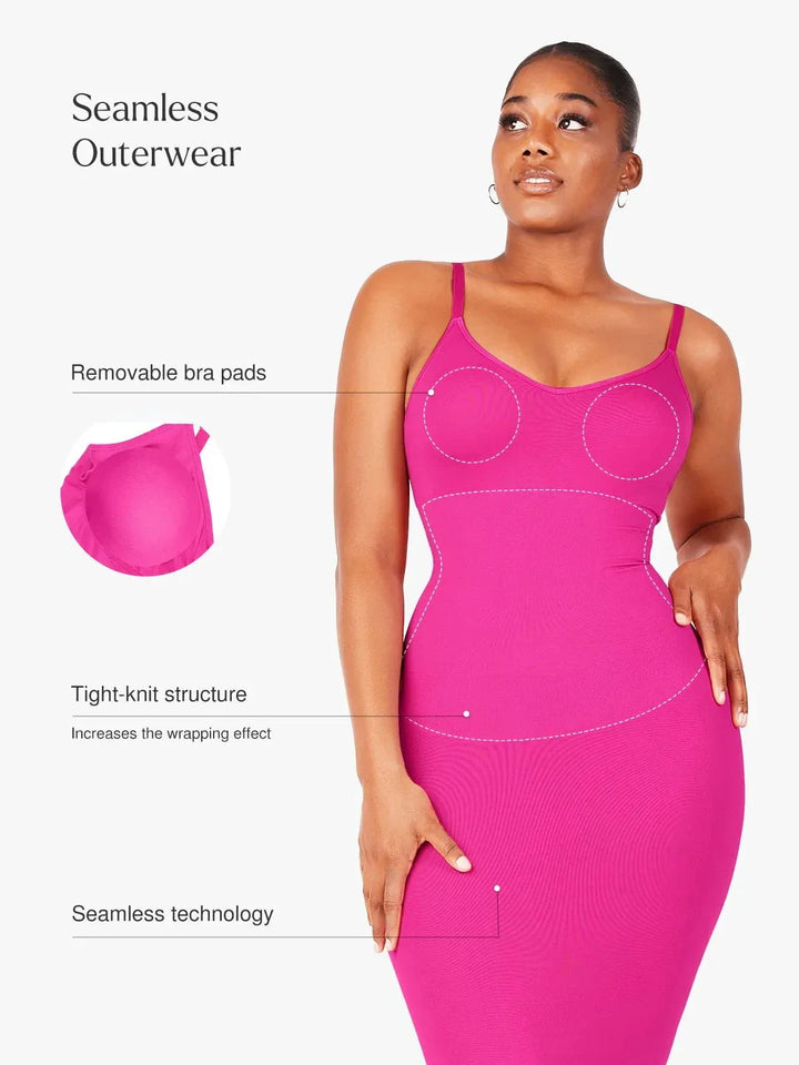 Shaper Eco-Friendly Spaghetti Strap V-Neck Seamless Dress
