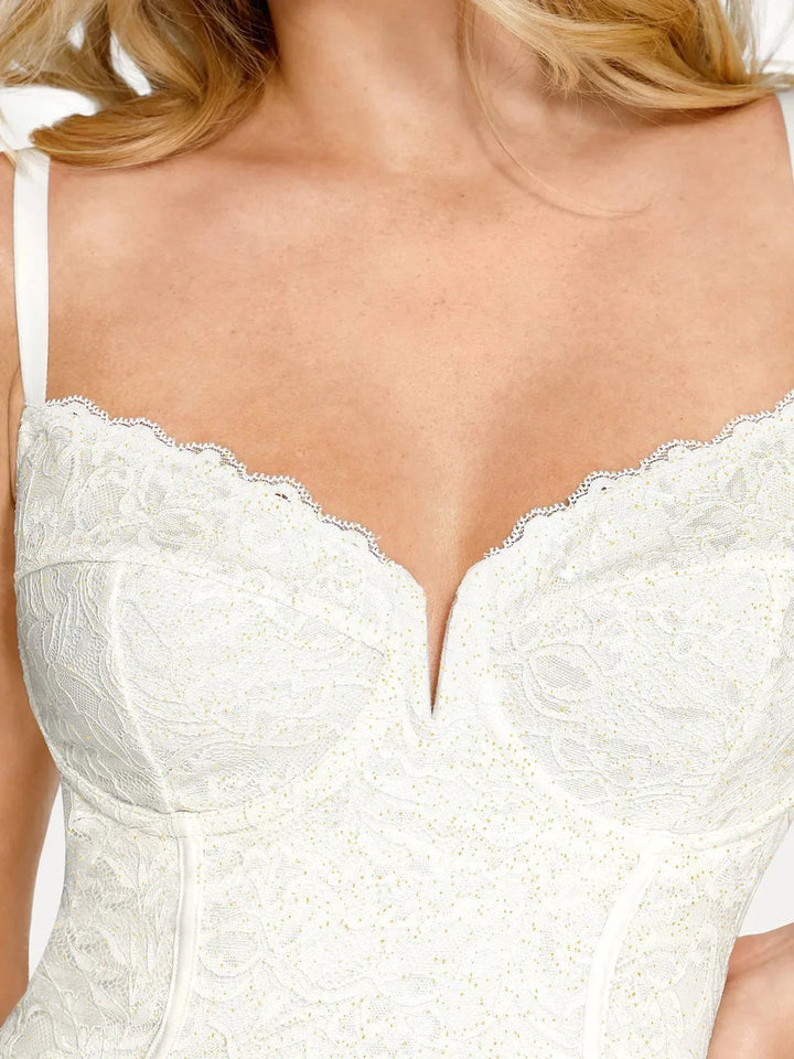 Shapewear All-Lace Hourglass Corset Side Slit Midi Dress