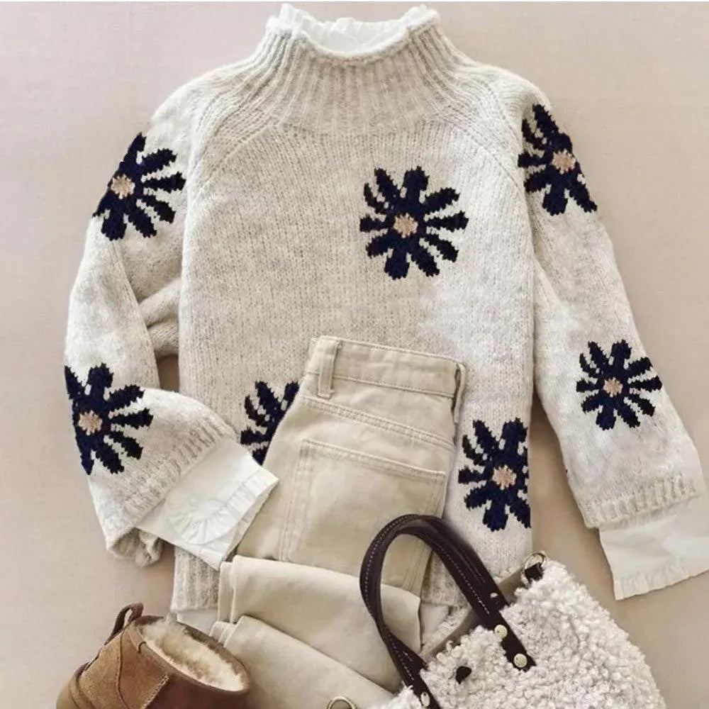 Luna -  Neck Long Sleeve Sweater